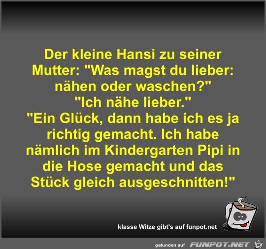 Der kleine Hansi zu seiner Mutter