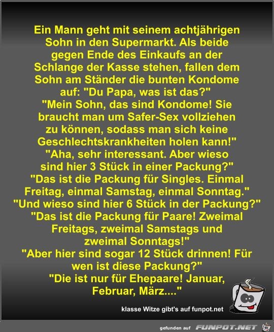 Ein Mann geht mit seinem achtjährigen Sohn in den Supermarkt Ein Mann geht mit seinem achtjährigen Sohn in den Supermarkt