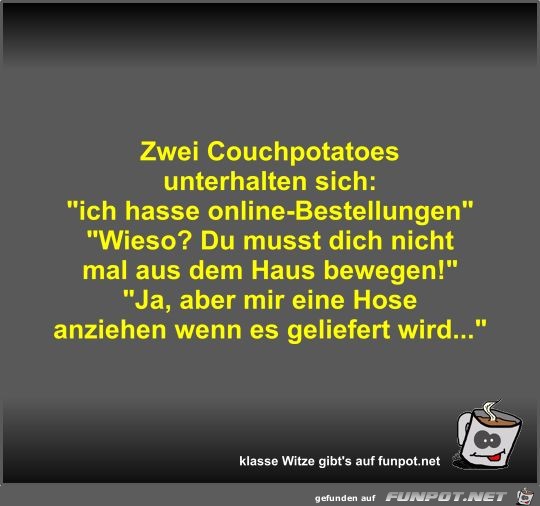 Zwei Couchpotatoes unterhalten sich Zwei Couchpotatoes unterhalten sich