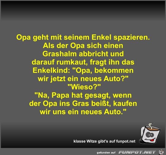 Opa geht mit seinem Enkel spazieren