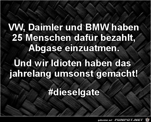 VW; Daimler und BMW haben 25 Menschen dafr bezahlt......