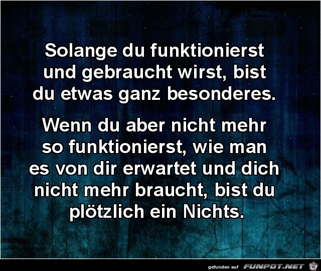 solange du funktionerst und gebraucht wirst,........ solange du funktionerst und gebraucht wirst,........