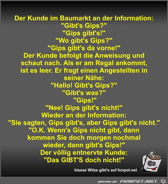 Der Kunde im Baumarkt an der Information