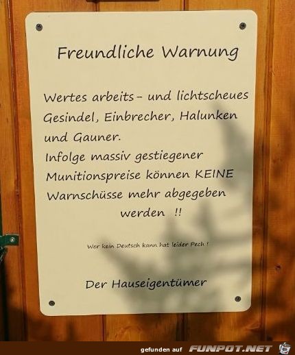 freundliche Warnung freundliche Warnung