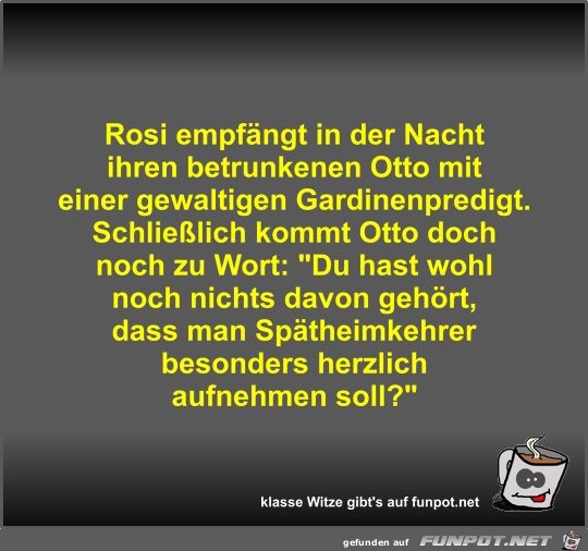 Rosi empfängt in der Nacht ihren betrunkenen Otto mit einer Rosi empfängt in der Nacht ihren betrunkenen Otto mit einer
