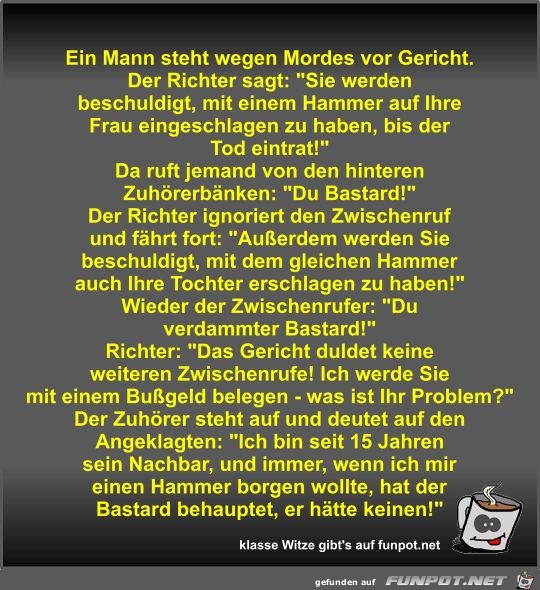 Ein Mann steht wegen Mordes vor Gericht