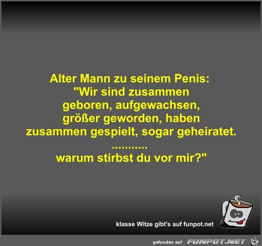 Alter Mann zu seinem Penis