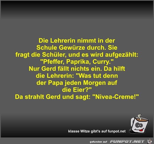 Die Lehrerin nimmt in der Schule Gewürze durch Die Lehrerin nimmt in der Schule Gewürze durch