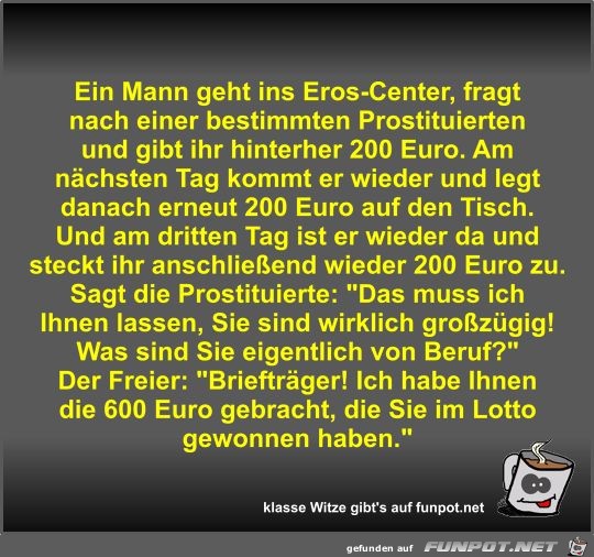 Ein Mann geht ins Eros-Center