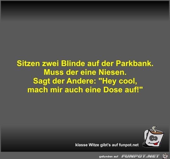 Sitzen zwei Blinde auf der Parkbank