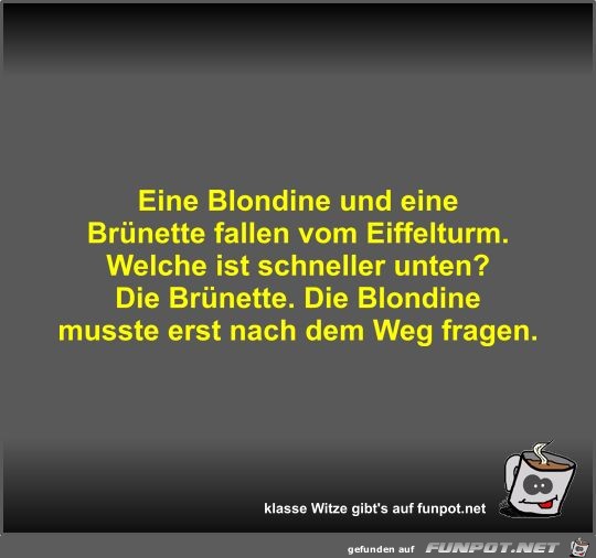 Eine Blondine und eine Brünette fallen vom Eiffelturm Eine Blondine und eine Brünette fallen vom Eiffelturm
