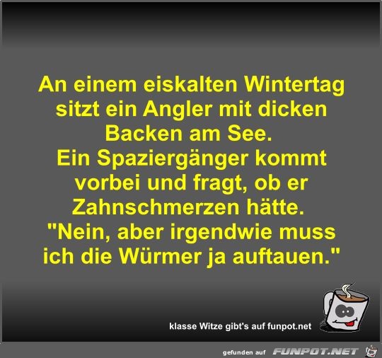 An einem eiskalten Wintertag sitzt ein Angler mit dicken... An einem eiskalten Wintertag sitzt ein Angler mit dicken...