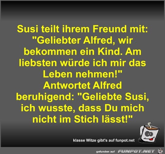 Susi teilt ihrem Freund mit