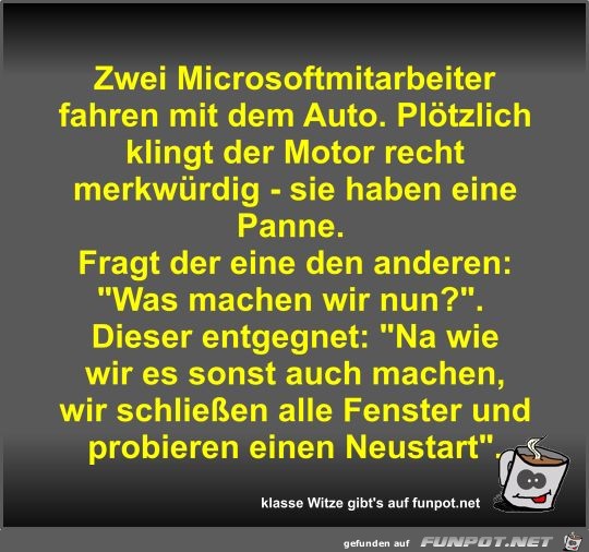 Zwei Microsoftmitarbeiter fahren mit dem Auto