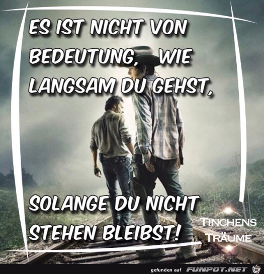 es ist nicht von Bedeutung wie langsam du gehst,..