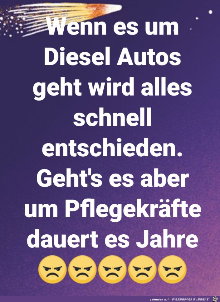 Unterschied Diesel-Autos kontra Pflegekrfte