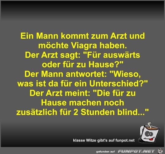 Ein Mann kommt zum Arzt und möchte Viagra haben Ein Mann kommt zum Arzt und möchte Viagra haben