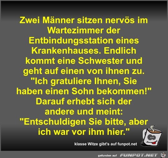 Zwei Männer sitzen nervös im Wartezimmer der... Zwei Männer sitzen nervös im Wartezimmer der...