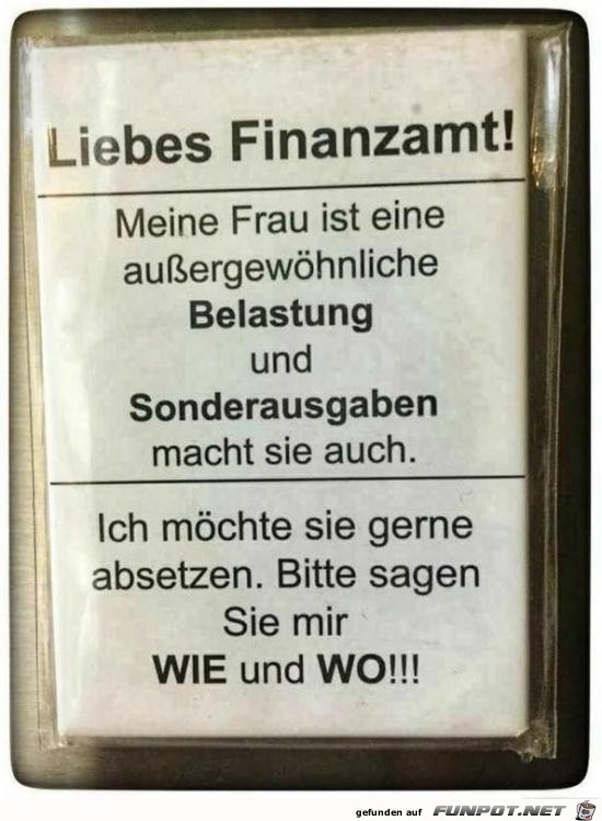 Liebes Finanzamt!..... Liebes Finanzamt!.....