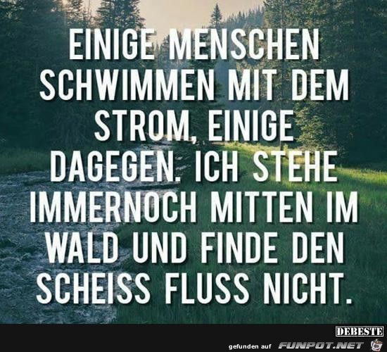 einige Menschen schwimmen mit dem Strom,.....