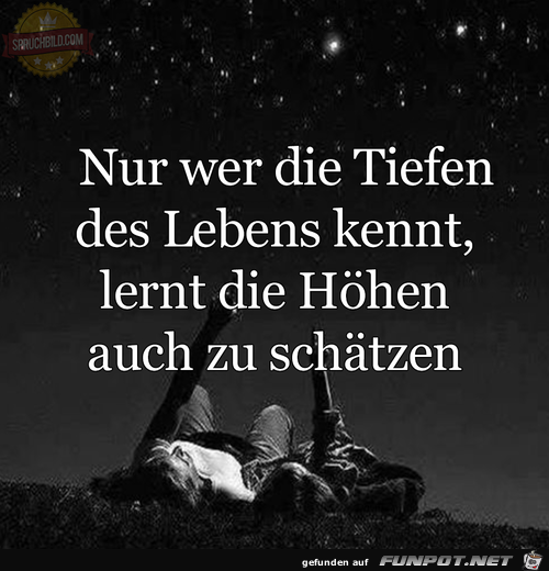 nur wer die Tiefen des Lebens kennt,.....