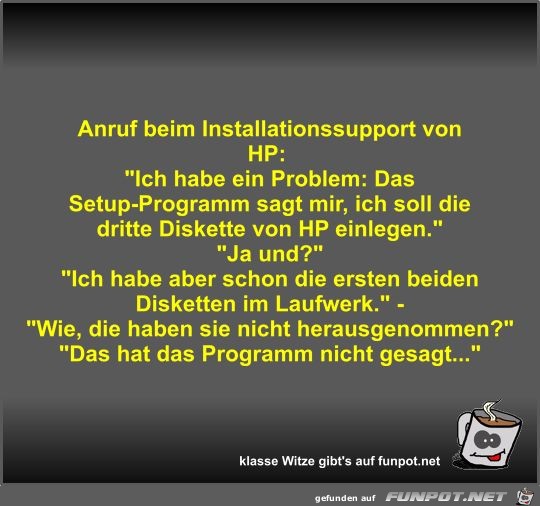 Anruf beim Installationssupport von HP