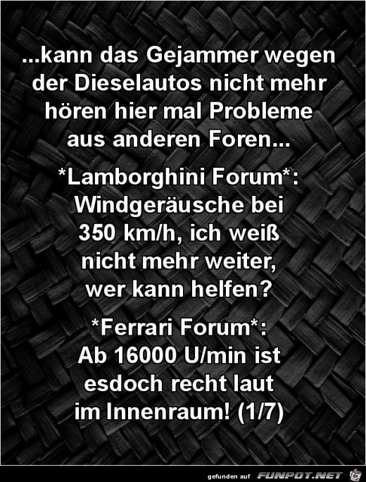 kann das Gejammer wegen der Dieselautos nicht mehr hören.... kann das Gejammer wegen der Dieselautos nicht mehr hören....