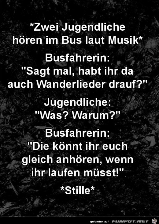 zwei Jugendliche hren im Bus laute Musik.......