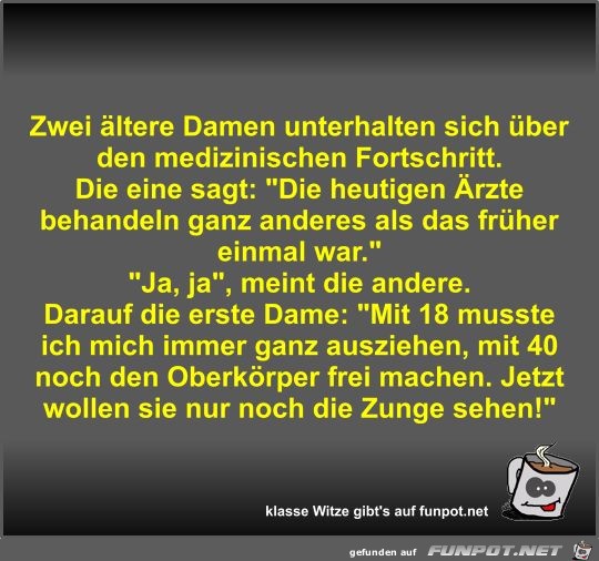 Zwei ältere Damen unterhalten sich über den medizinischen... Zwei ältere Damen unterhalten sich über den medizinischen...