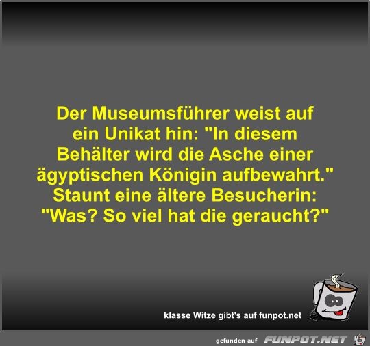 Der Museumsfhrer weist auf ein Unikat hin