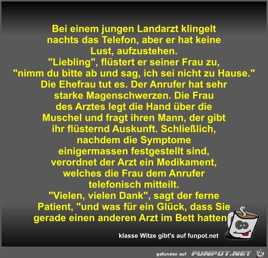 Bei einem jungen Landarzt klingelt nachts das Telefon Bei einem jungen Landarzt klingelt nachts das Telefon