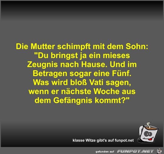 Die Mutter schimpft mit dem Sohn Die Mutter schimpft mit dem Sohn