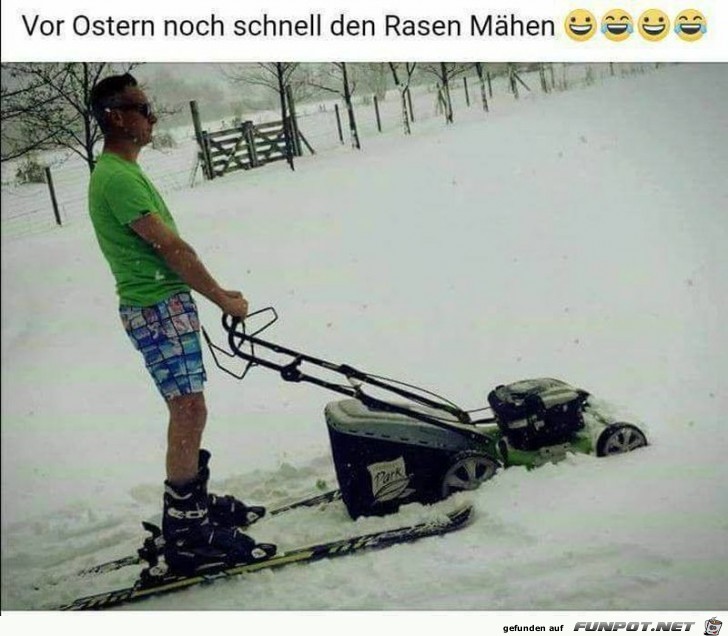 Vor Ostern schnell noch Rasen mhen