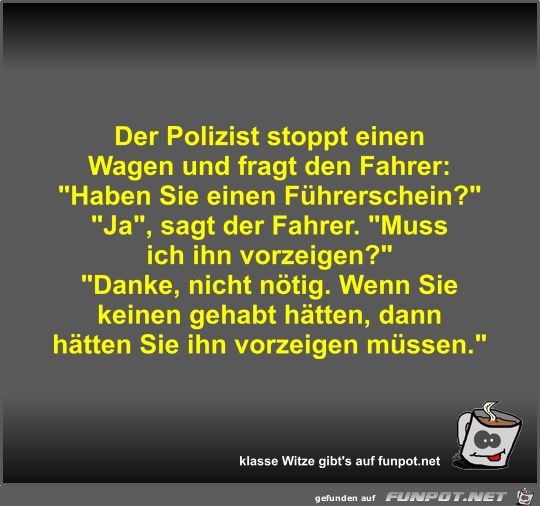 Der Polizist stoppt einen Wagen und fragt den Fahrer Der Polizist stoppt einen Wagen und fragt den Fahrer