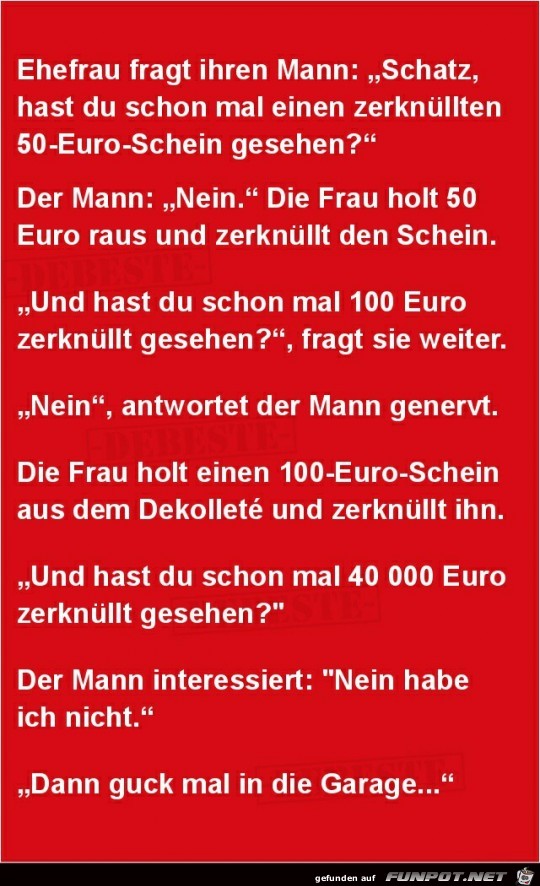 Zerknllter Euro Schein....