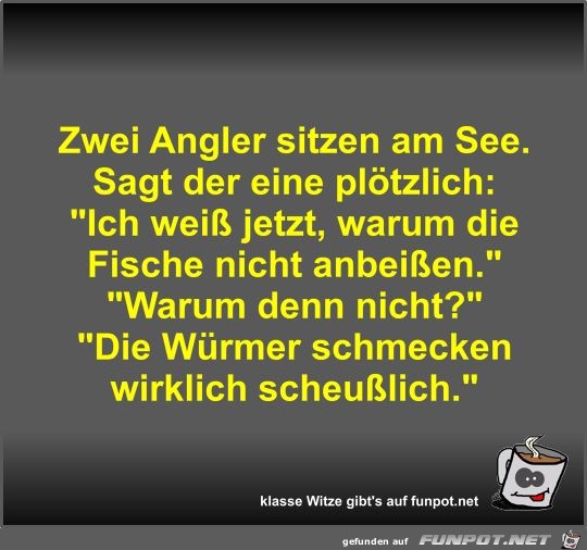 Zwei Angler sitzen am See Zwei Angler sitzen am See