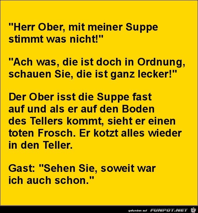 Herr Ober, mit meiner Suppe stimmt was nicht..... Herr Ober, mit meiner Suppe stimmt was nicht.....