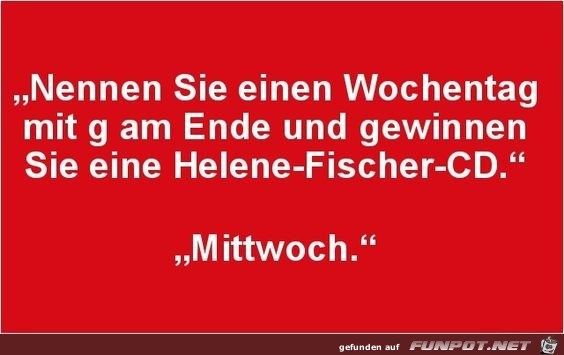 Wochentag nennen und gewinnen Wochentag nennen und gewinnen