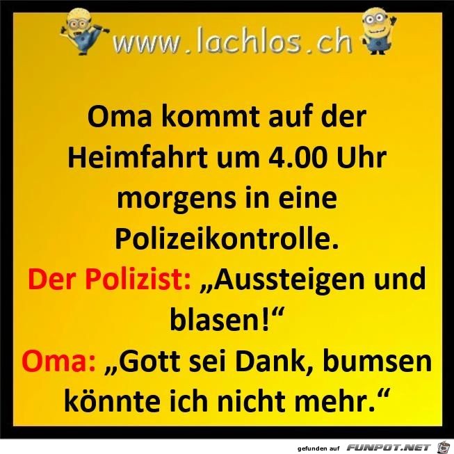 Oma in der Polizeikontrolle,.....