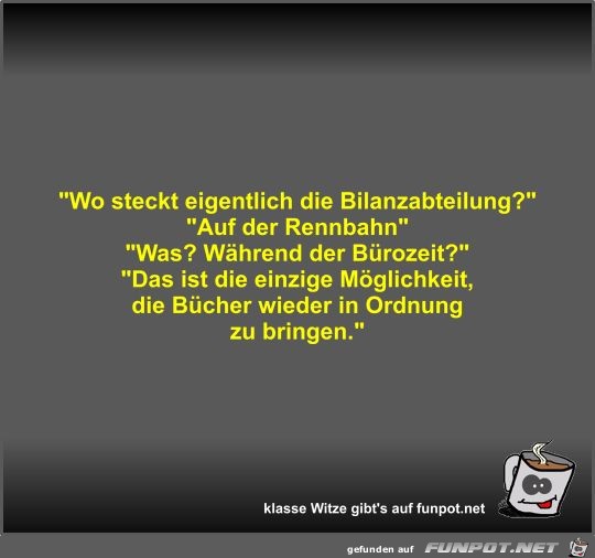 Wo steckt eigentlich die Bilanzabteilung? Wo steckt eigentlich die Bilanzabteilung?