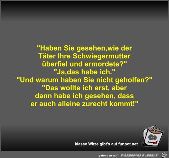 Haben Sie gesehen,wie der Täter Ihre Schwiegermutter... Haben Sie gesehen,wie der Täter Ihre Schwiegermutter...