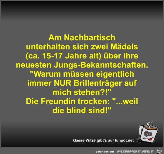 Am Nachbartisch unterhalten sich zwei Mädels (ca Am Nachbartisch unterhalten sich zwei Mädels (ca
