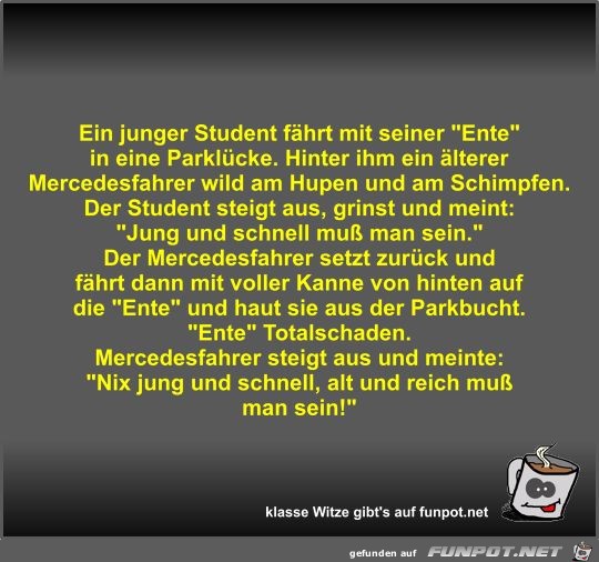 Ein junger Student fhrt mit seiner 