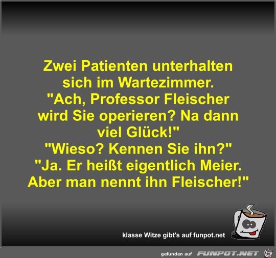 Zwei Patienten unterhalten sich im Wartezimmer