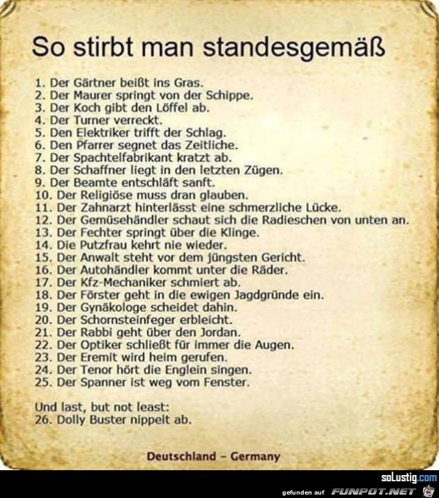 so stirbt man standesgemäß so stirbt man standesgemäß