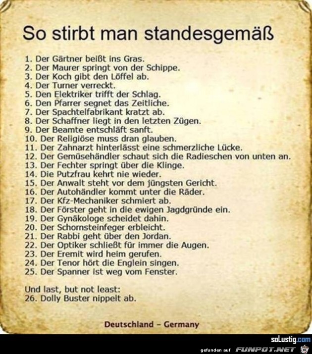 so stirbt man standesgem