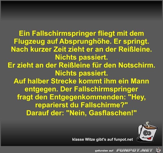 Ein Fallschirmspringer fliegt mit dem Flugzeug auf... Ein Fallschirmspringer fliegt mit dem Flugzeug auf...