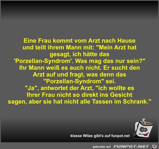 Eine Frau kommt vom Arzt nach Hause und teilt ihrem Mann mit Eine Frau kommt vom Arzt nach Hause und teilt ihrem Mann mit