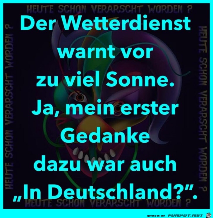 Warnung durch Sonnenstrahlen Warnung durch Sonnenstrahlen