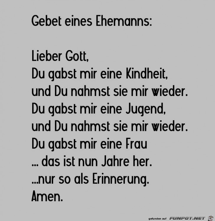 Gebet eines Ehemannes Gebet eines Ehemannes